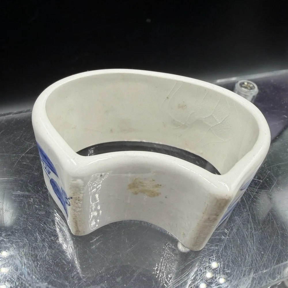 Floral Blue And White‎ Design Footed Napkin Holder Porcelain/ceramic Set Of 4